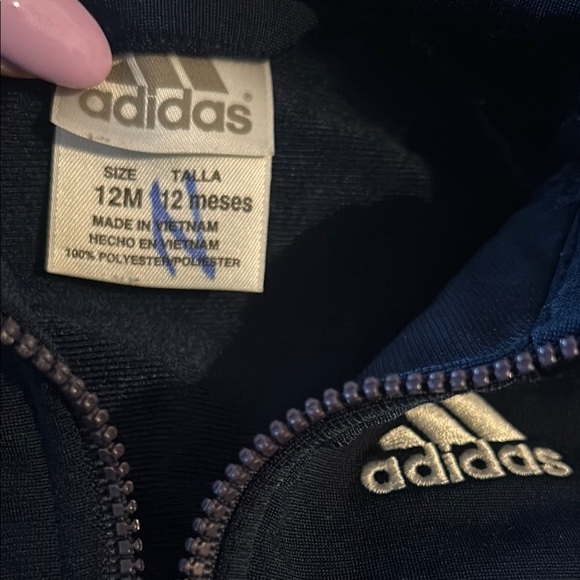 Baby Adidas Blue and White Sweatshirt with Classic Stripes - Picture 2 of 8